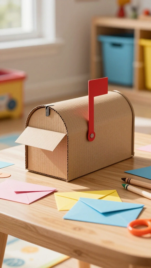 Cardboard mailbox with letters