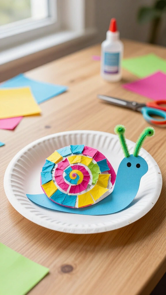 Swirly paper plate snail