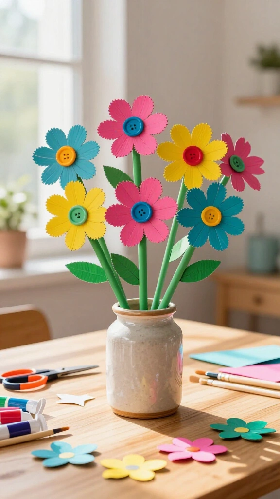 Bright cardboard flower bouquet