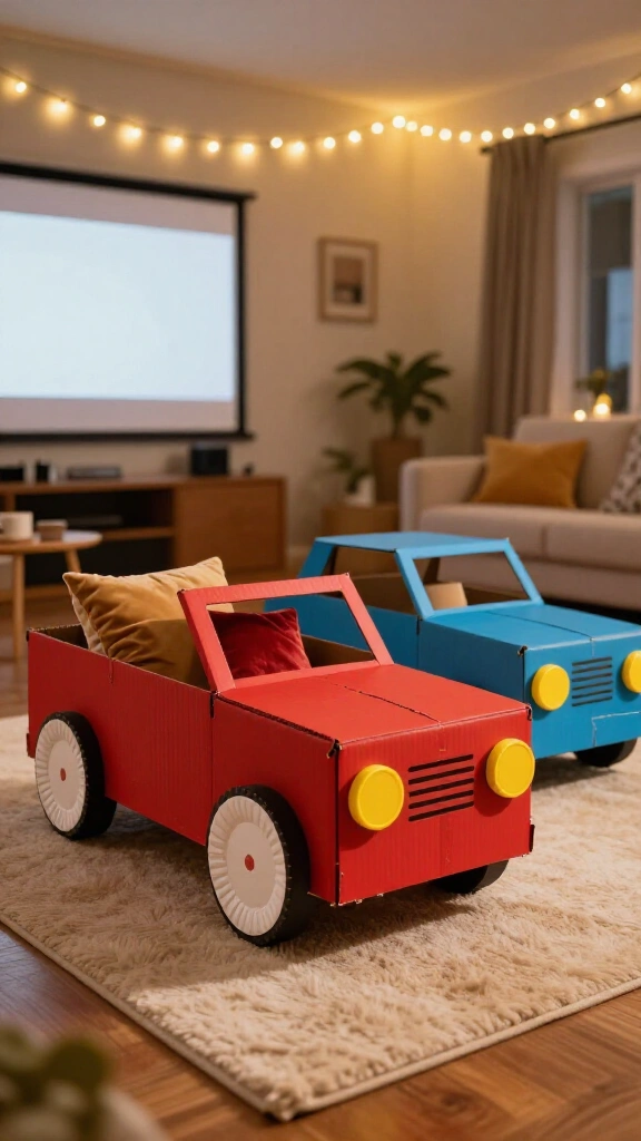DIY cardboard car drive-in theater