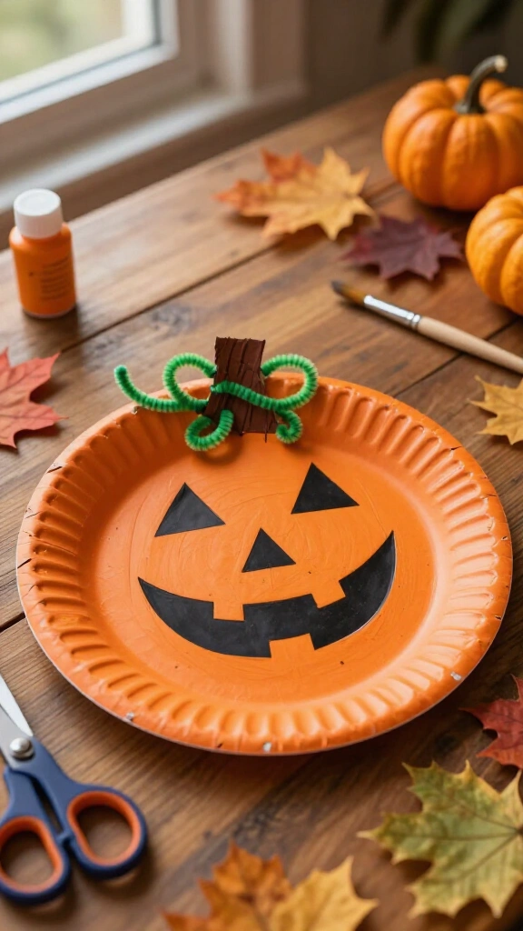 Plump paper plate pumpkin