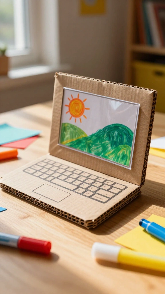 Cardboard laptop play set