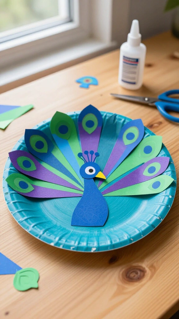 Elegant paper plate peacock
