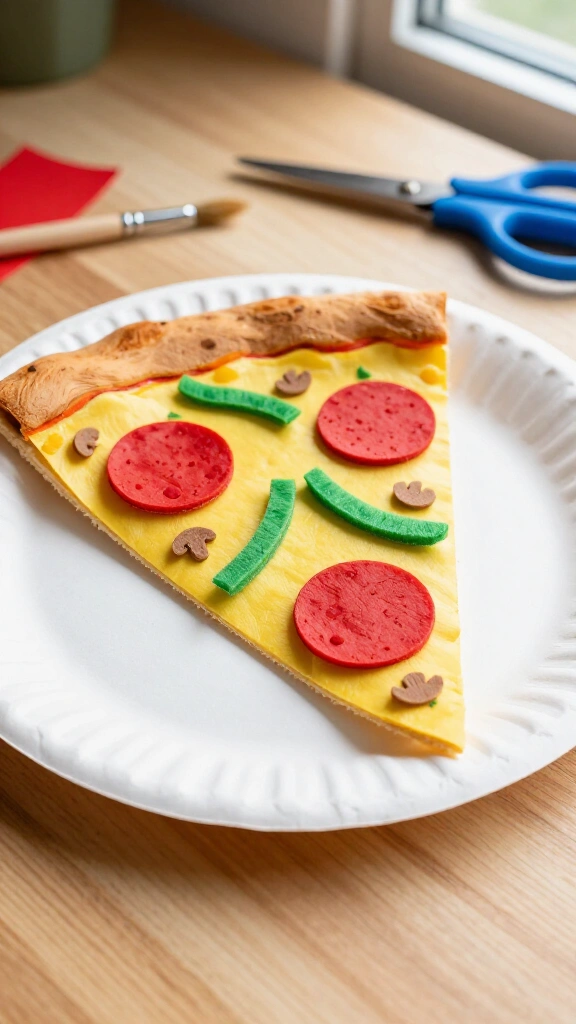 Yummy paper plate pizza slice