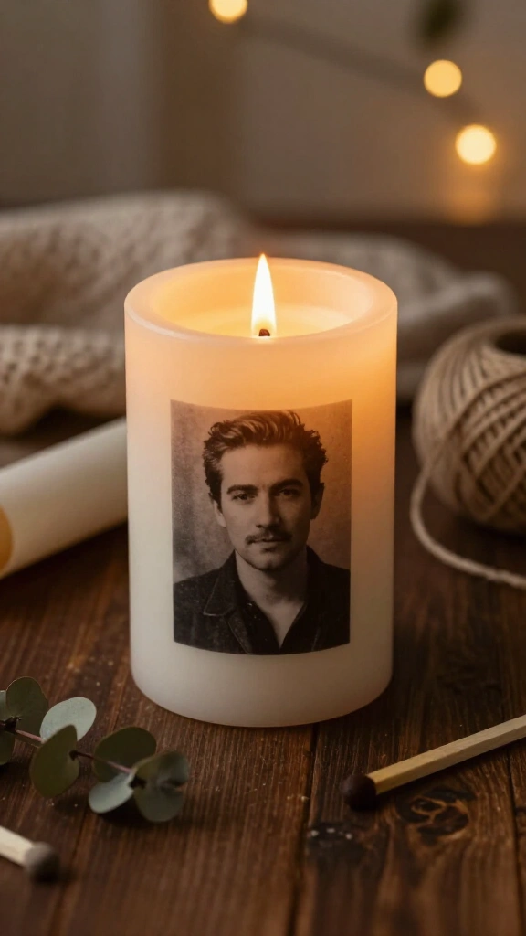 Customized photo memory candle