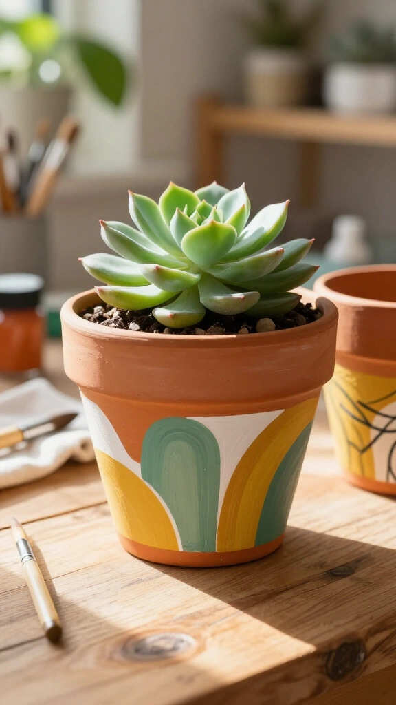 Hand-painted terracotta planters