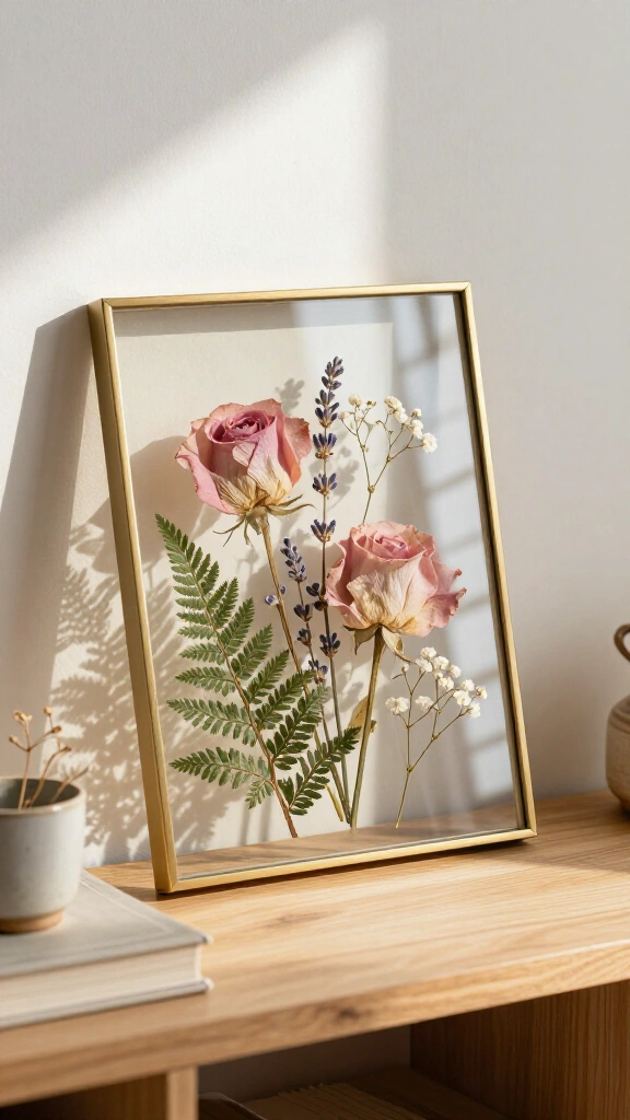 Pressed flower floating glass frame
