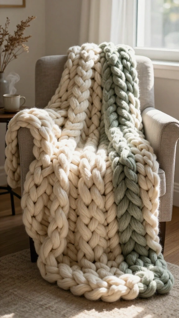 Chunky knit arm blanket