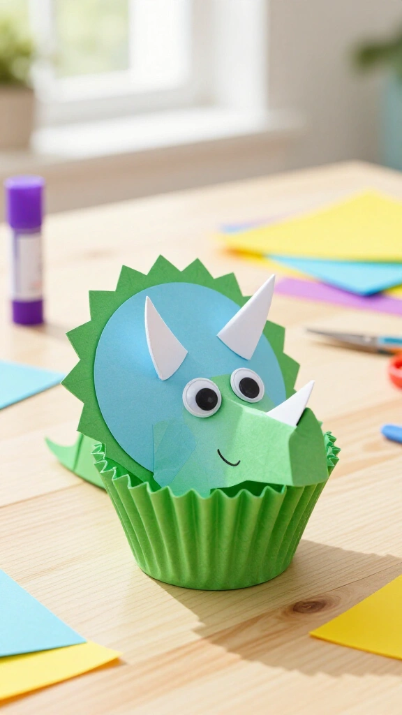 Cupcake liner triceratops