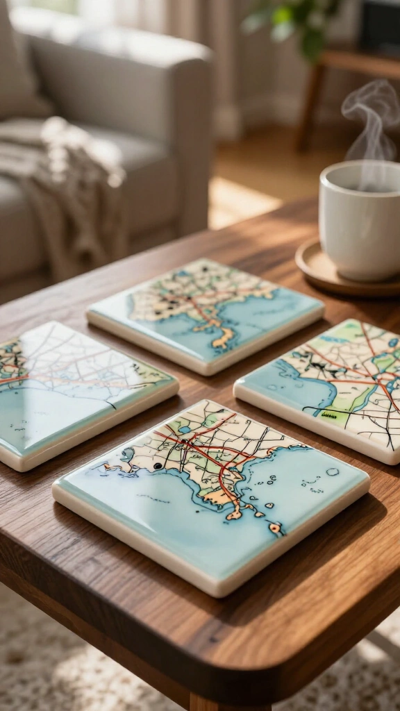 Custom map coasters