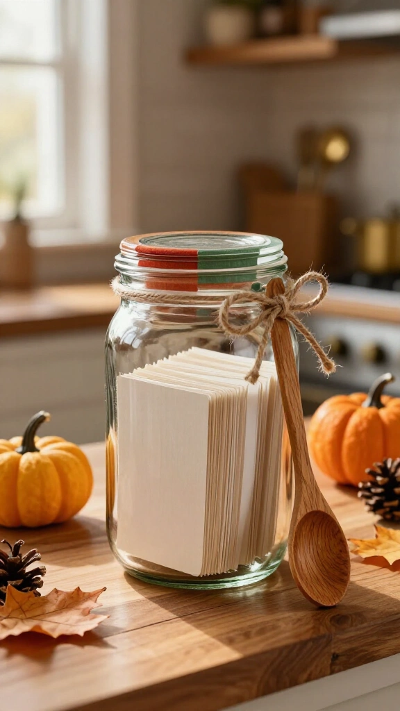 Keepsake recipe jar with hand-written cards
