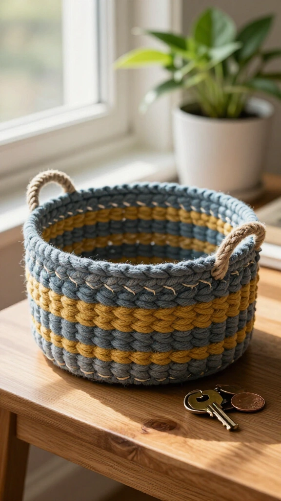 Braided t-shirt yarn basket