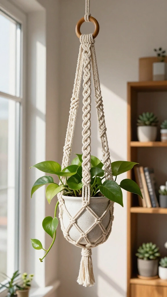 DIY macrame plant hanger