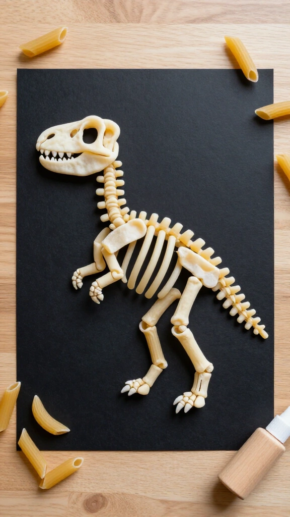 Pasta shell dino skeleton