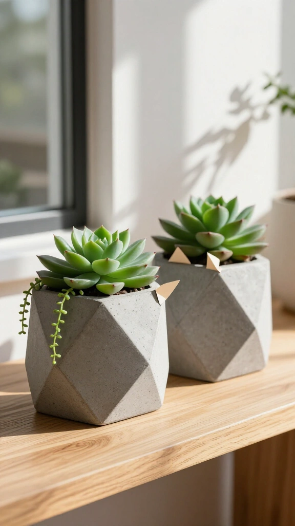 Sleek geometric concrete planters