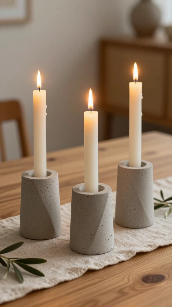 Minimalist concrete candle holders