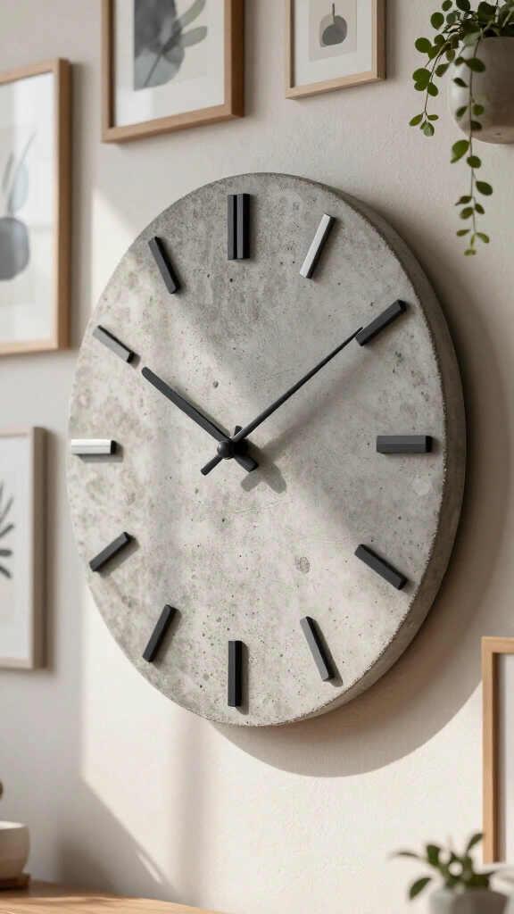 Rustic concrete wall clock