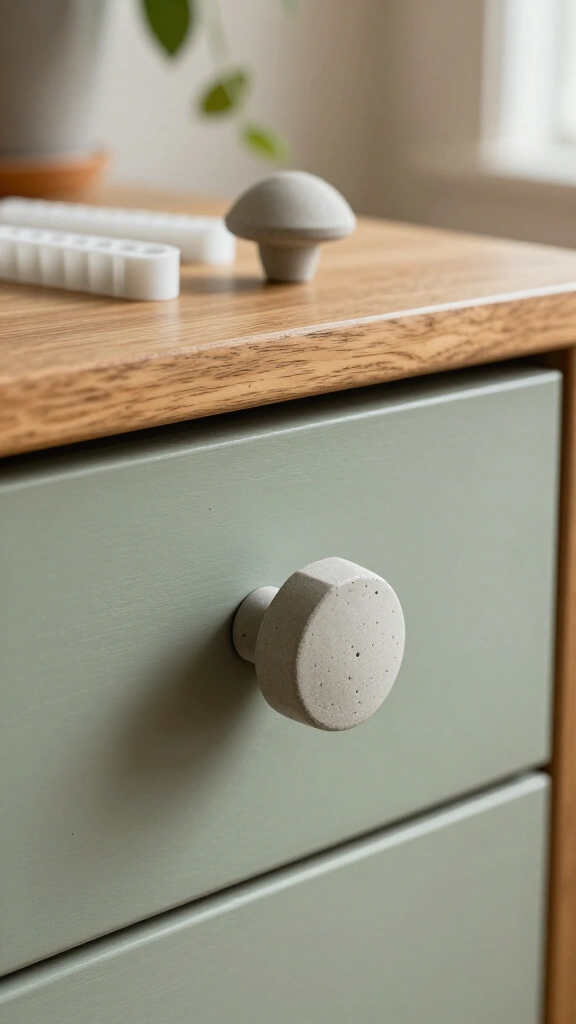 Concrete cabinet knobs and drawer pulls