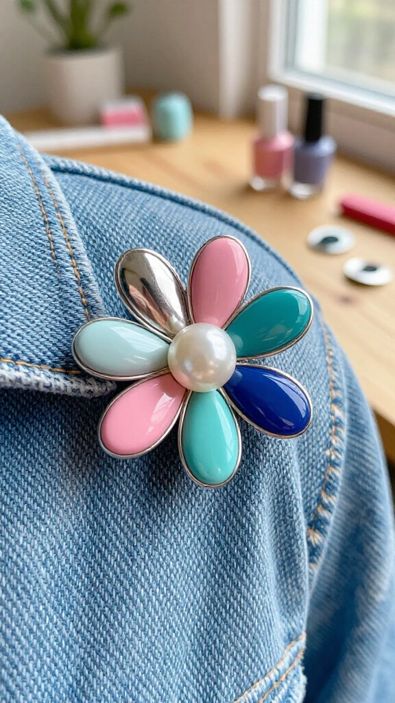 Pop tab flower brooch