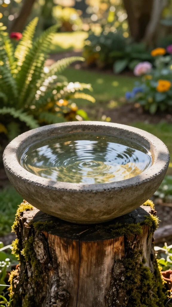 Concrete bird bath bowl