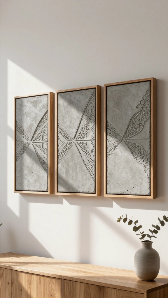 Textured concrete wall art plaque