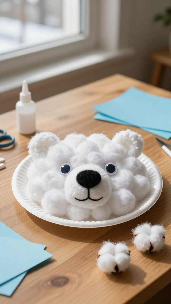 Simple paper plate polar bear