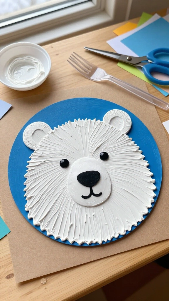Textured fork-painted polar bear
