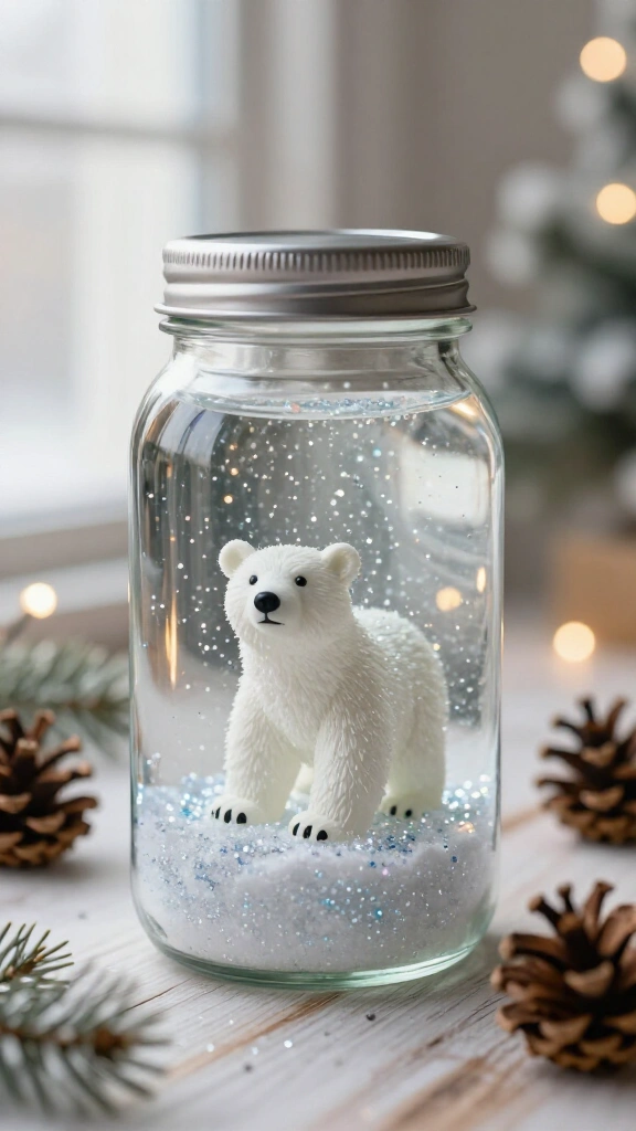 Polar bear winter snow globe