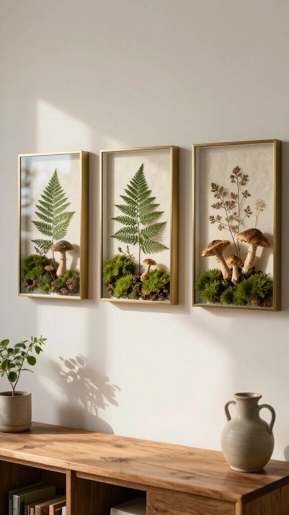 Dried botanical mushroom wall art