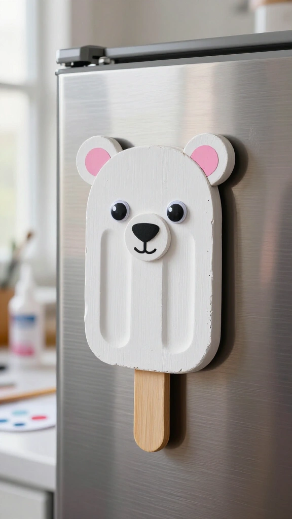 Popsicle stick polar bear craft