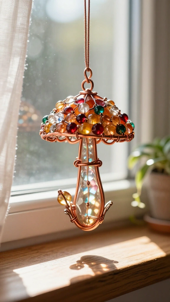 Wire & bead mushroom ornaments