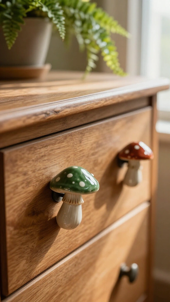 Ceramic mushroom cabinet knobs