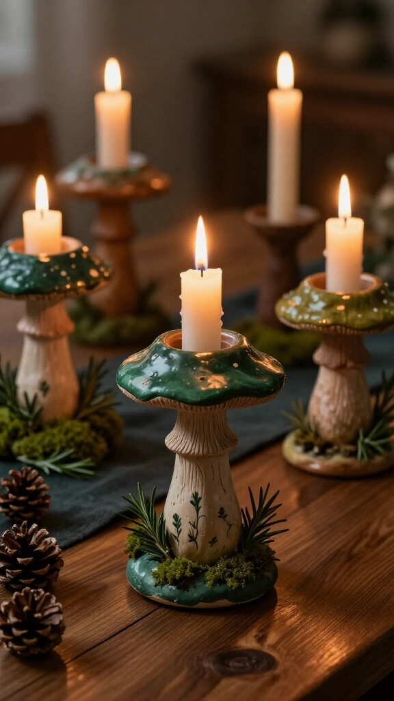 Mushroom candle holders