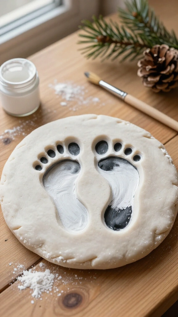 Salt dough polar bear footprint