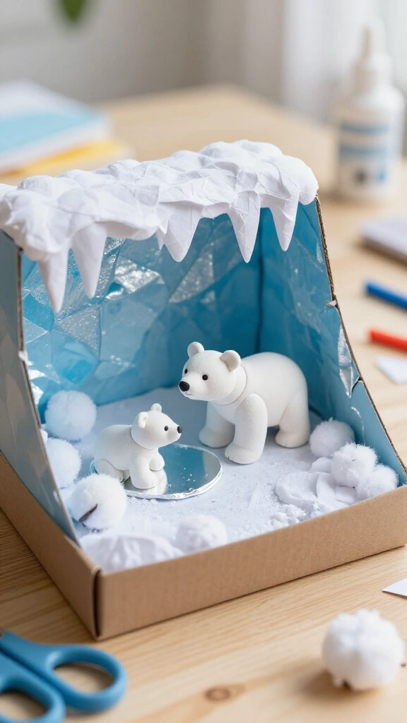 Polar bear ice cave diorama