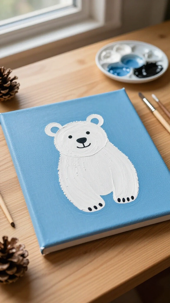 Footprint polar bear canvas art