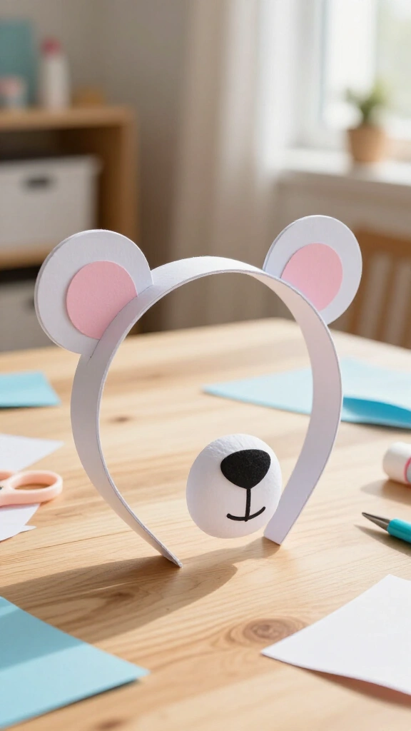 Printable polar bear headband