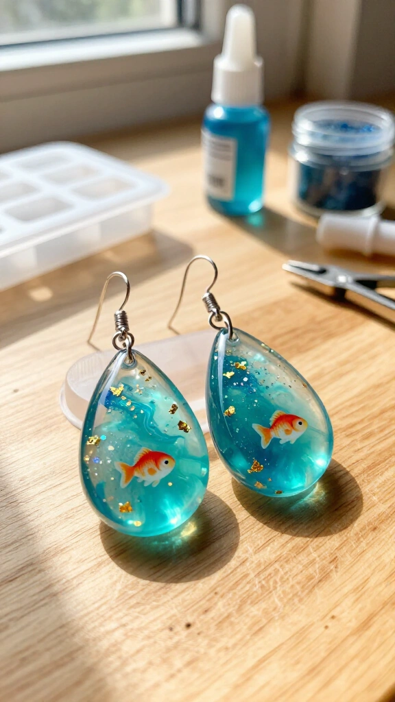 Ponyo resin water drop jewelry