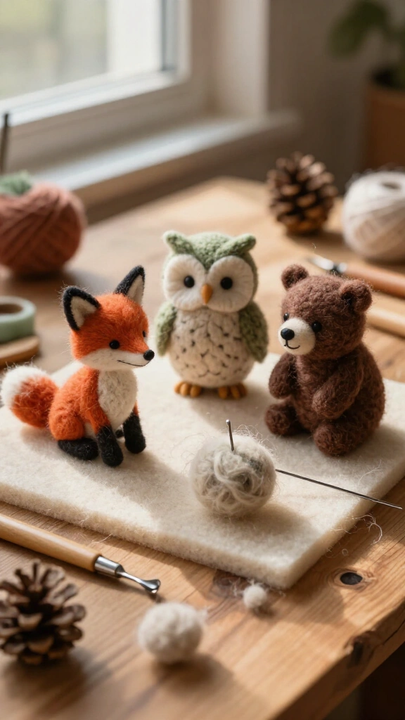 Needle Felted Animal Sculptures