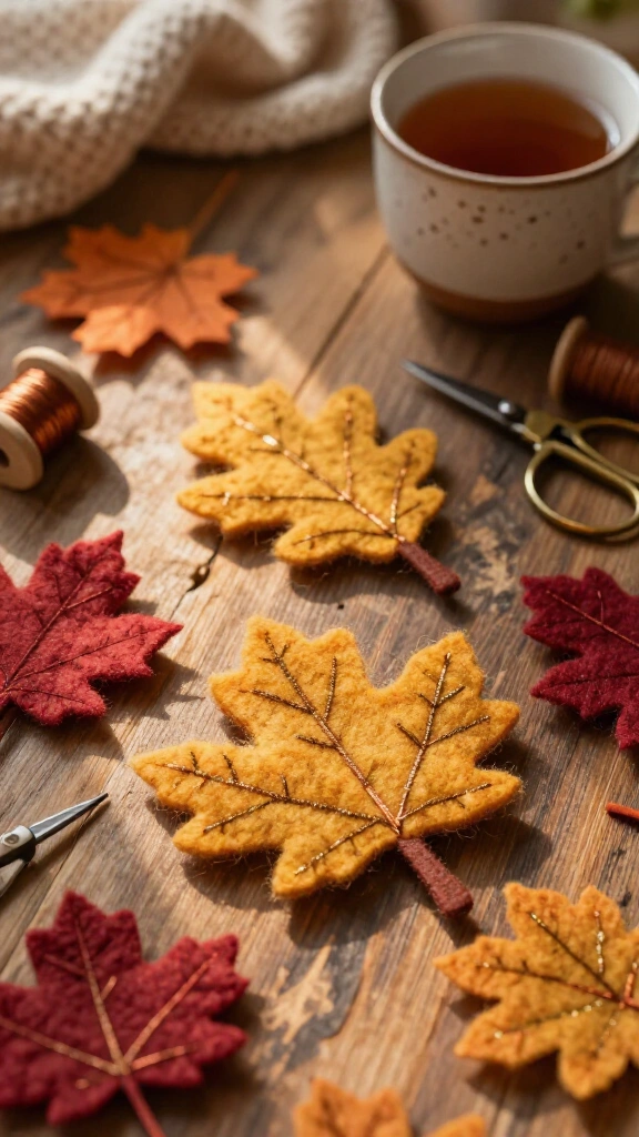 Cozy Autumn Wool Felt Leaves