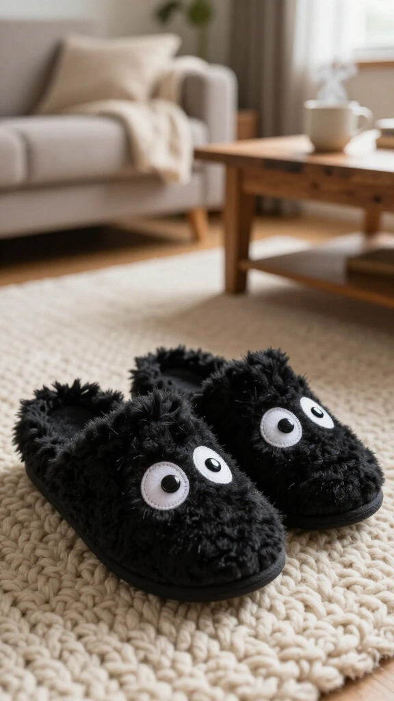 Cozy soot sprite fluffy slippers